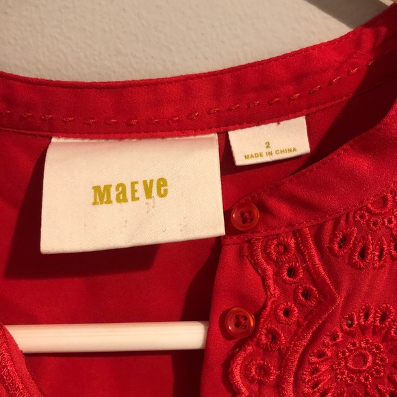 Anthropologie Maeve Pink/Red Scalloped Tank - Picture 3 of 3